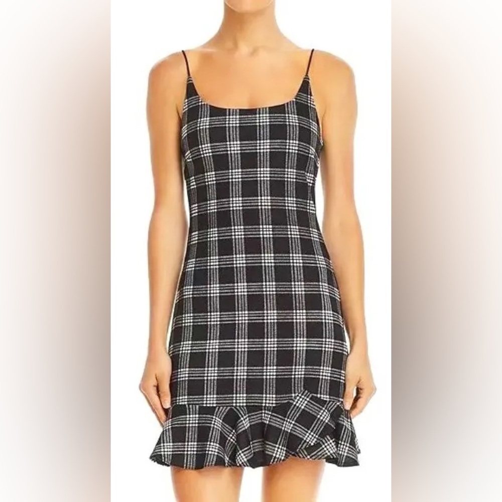 Aqua plaid mini dress